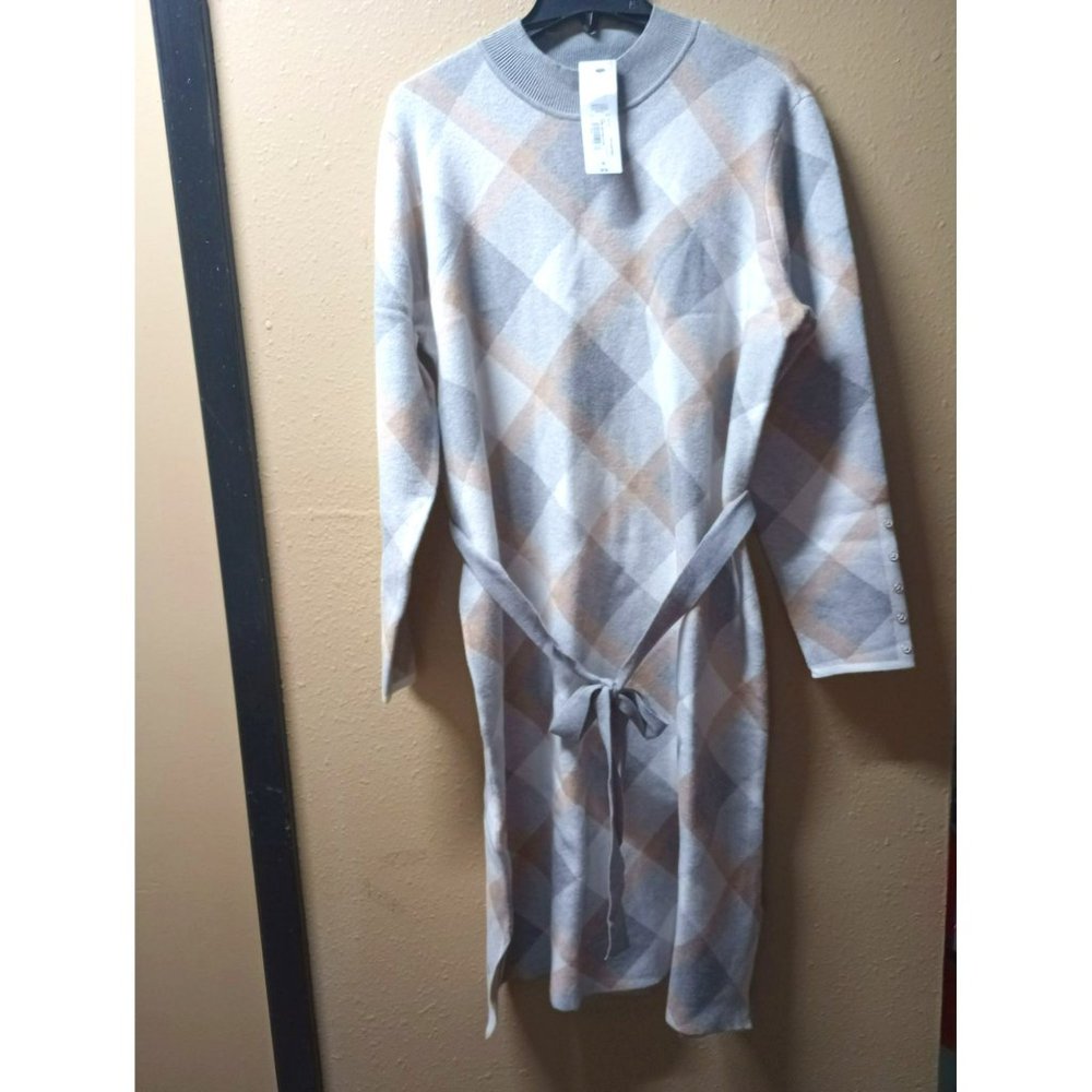 NWT Liz Claiborne  caramel Heather plaid women's Career dress size XL